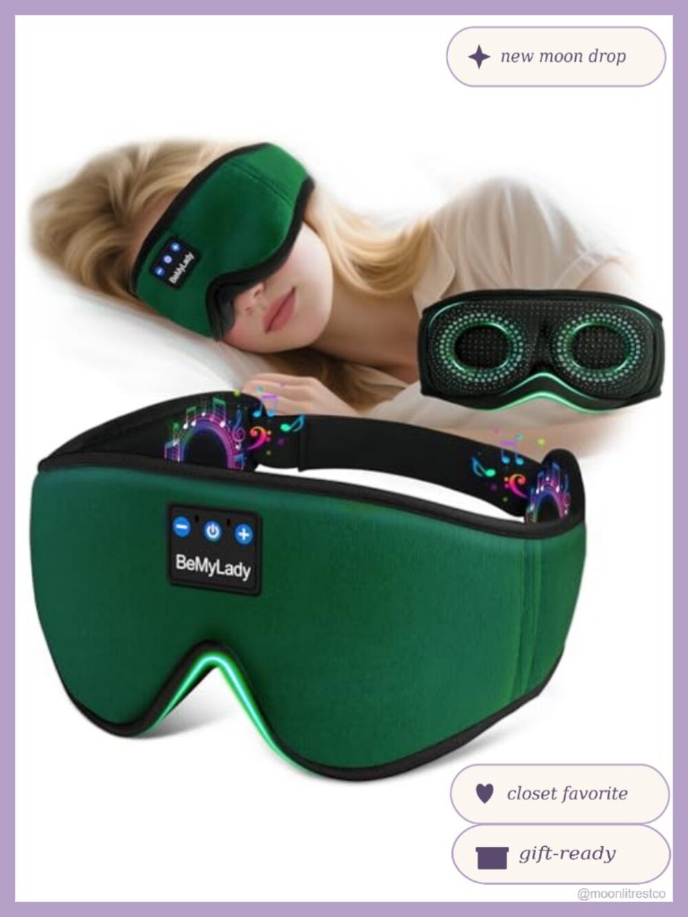 Bluetooth Sleep Mask Headphones 100% Blackout 3D Contoured Memory Foam